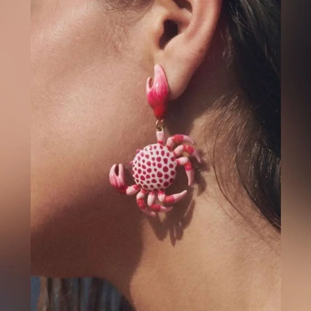Pink Crab Earrings S1023